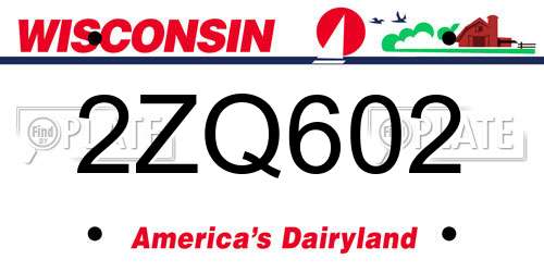 2ZQ602 Wisconsin License Plate
