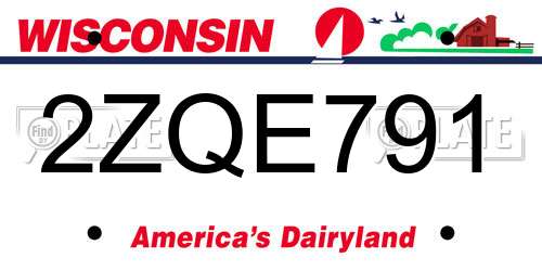 2ZQE791 Wisconsin License Plate