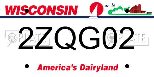 2ZQG02 Wisconsin License Plate