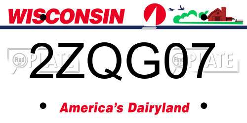 2ZQG07 Wisconsin License Plate