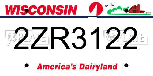 2ZR3122 Wisconsin License Plate
