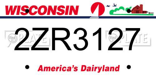 2ZR3127 Wisconsin License Plate