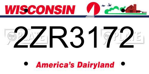 2ZR3172 Wisconsin License Plate