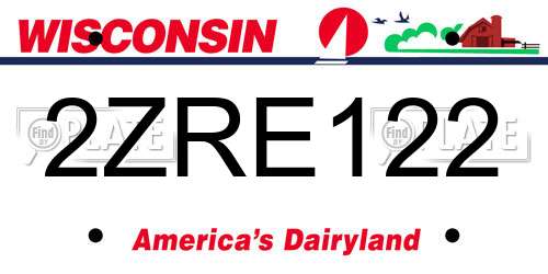 2ZRE122 Wisconsin License Plate
