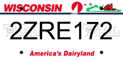 2ZRE172 Wisconsin License Plate