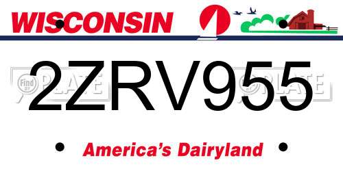 2ZRV955 Wisconsin License Plate