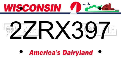 2ZRX397 Wisconsin License Plate