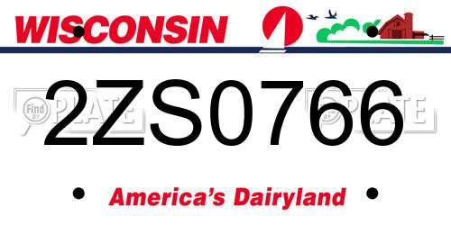 2ZS0766 Wisconsin License Plate