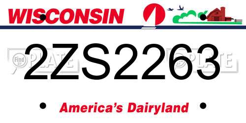 2ZS2263 Wisconsin License Plate