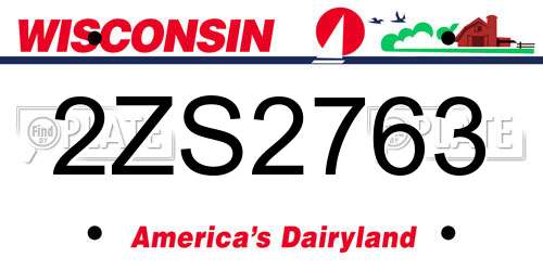 2ZS2763 Wisconsin License Plate