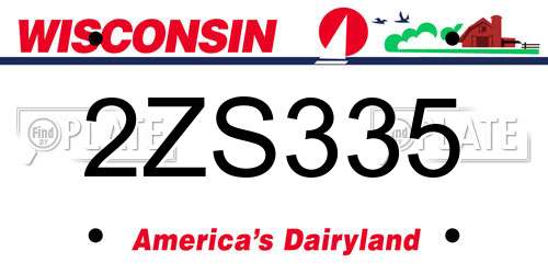 2ZS335 Wisconsin License Plate