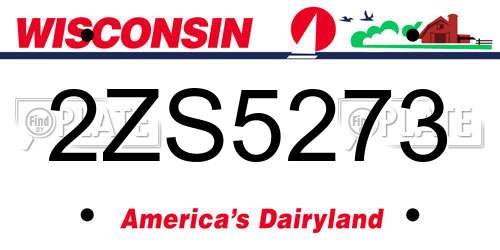 2ZS5273 Wisconsin License Plate