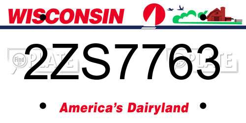 2ZS7763 Wisconsin License Plate