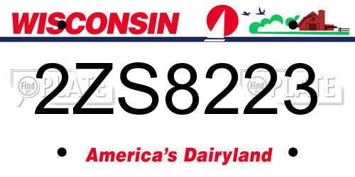 2ZS8223 Wisconsin License Plate
