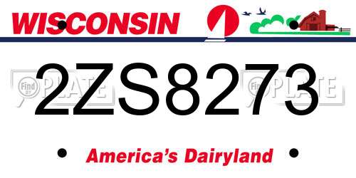 2ZS8273 Wisconsin License Plate