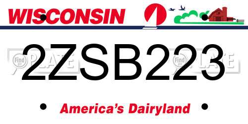 2ZSB223 Wisconsin License Plate