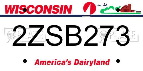 2ZSB273 Wisconsin License Plate