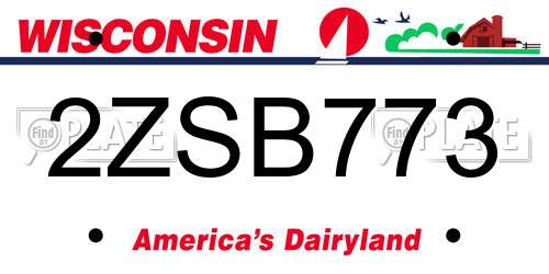 2ZSB773 Wisconsin License Plate