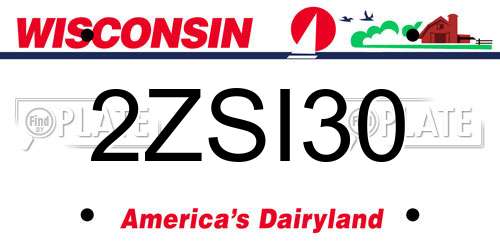2ZSI30 Wisconsin License Plate