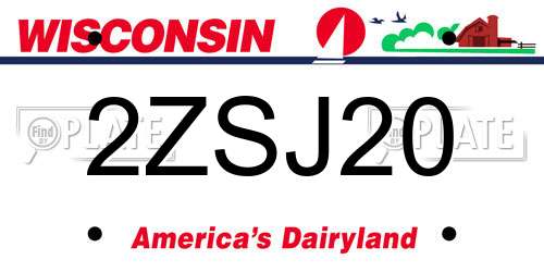 2ZSJ20 Wisconsin License Plate