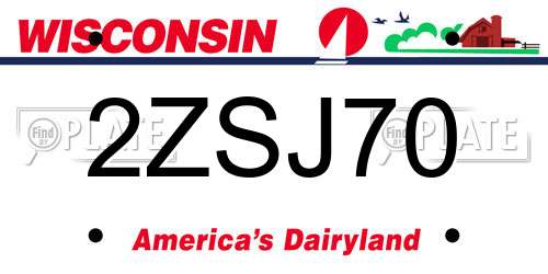 2ZSJ70 Wisconsin License Plate