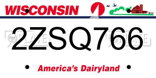 2ZSQ766 Wisconsin License Plate