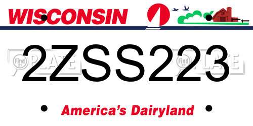 2ZSS223 Wisconsin License Plate
