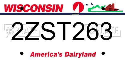 2ZST263 Wisconsin License Plate