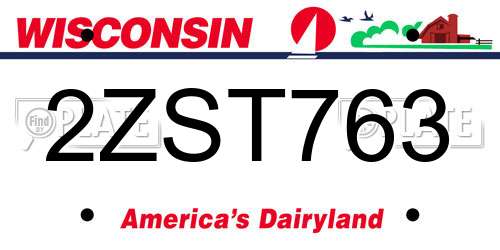 2ZST763 Wisconsin License Plate