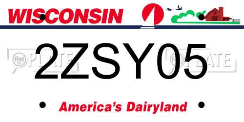2ZSY05 Wisconsin License Plate