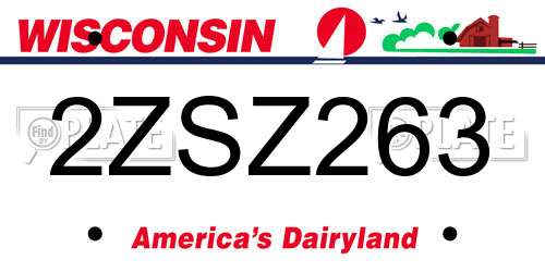 2ZSZ263 Wisconsin License Plate
