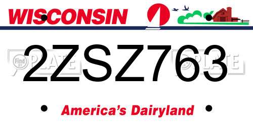 2ZSZ763 Wisconsin License Plate