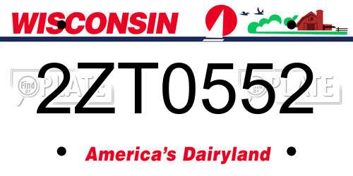 2ZT0552 Wisconsin License Plate