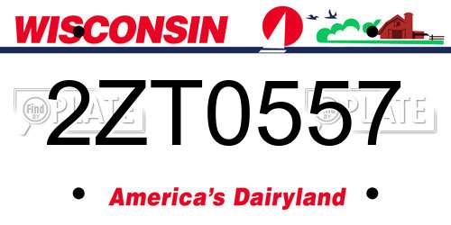 2ZT0557 Wisconsin License Plate
