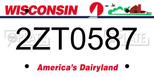 2ZT0587 Wisconsin License Plate