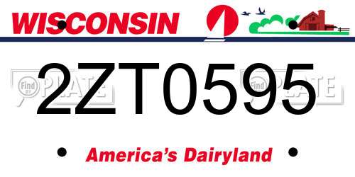2ZT0595 Wisconsin License Plate