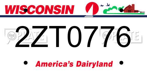 2ZT0776 Wisconsin License Plate