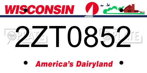 2ZT0852 Wisconsin License Plate