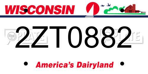 2ZT0882 Wisconsin License Plate