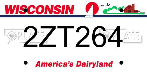 2ZT264 Wisconsin License Plate