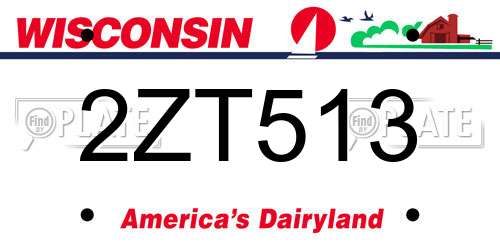 2ZT513 Wisconsin License Plate
