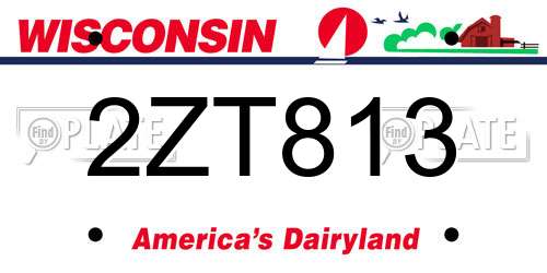 2ZT813 Wisconsin License Plate