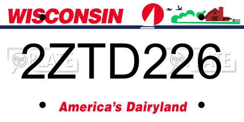 2ZTD226 Wisconsin License Plate