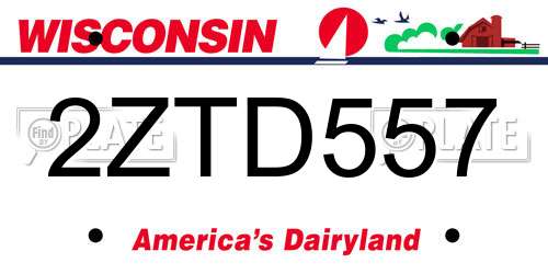 2ZTD557 Wisconsin License Plate
