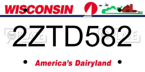 2ZTD582 Wisconsin License Plate