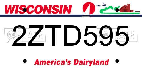 2ZTD595 Wisconsin License Plate