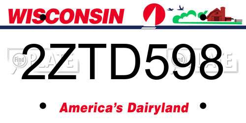 2ZTD598 Wisconsin License Plate
