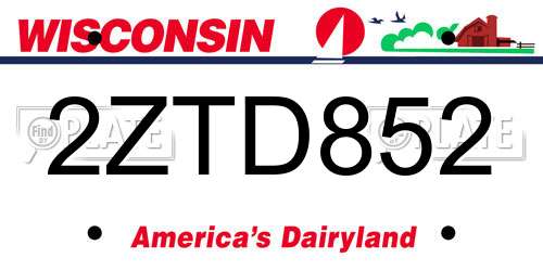 2ZTD852 Wisconsin License Plate