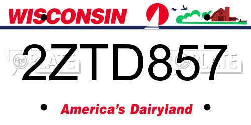 2ZTD857 Wisconsin License Plate