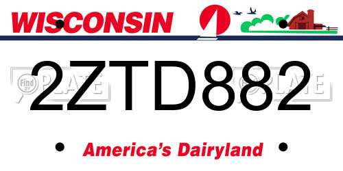 2ZTD882 Wisconsin License Plate